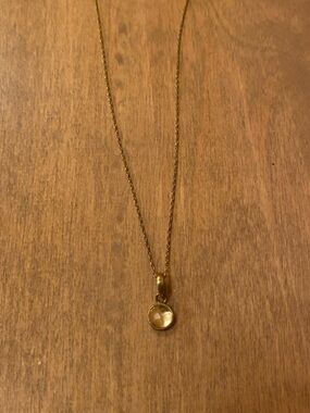 14k gf Gold Pendant Necklace with Round Faceted Stone - Women Jewelry
